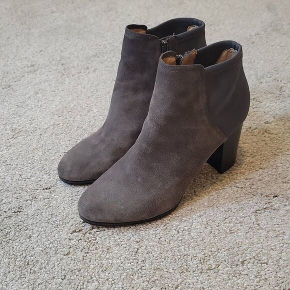 Vionic Orthaheel Perk Whitney Suede High Heel Ankle Boots Grey Size 9 - Picture 1 of 8